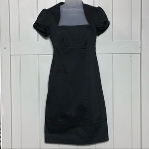 Arden B. Black fitted Short Puff Sleeve Sq. Neck Classic Dress/ Size Small/ EUC